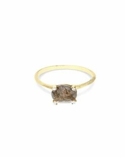 "Ipanema" Grey Rutilated Quartz, Diamonds And 18kt Gold Small Ring 8 "Ipanema" Grey Rutilated Quartz, Diamonds And 18kt Gold Small Ring -Nanis Sales AS20 576 G F1