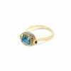 "Reverse" Gold, Blue Diamonds, Swiss Blue Topaz, Green Sapphires And London Blue Topaz Double-face Ring (SMALL)