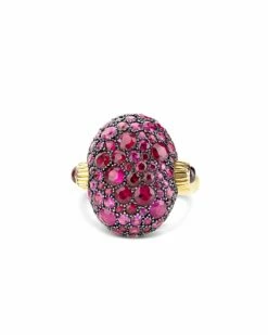 "Reverse" Gold, Pink Sapphires, Rubies, White Australian Opal And Diamonds Double-face Ring (LARGE) -Nanis Sales AS27 584 ST D1