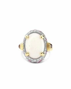 "Reverse" Gold, Pink Sapphires, Rubies, White Australian Opal And Diamonds Double-face Ring (LARGE) -Nanis Sales AS27 584 ST D2