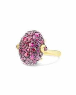 "Reverse" Gold, Pink Sapphires, Rubies, White Australian Opal And Diamonds Double-face Ring (LARGE) -Nanis Sales AS27 584 ST F2