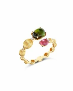 "Tourmalines" Gold And Diamonds, Green And Pink Tourmalines Ring (small)