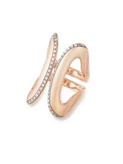 SUNSET "libera Icon" Rose Gold And Diamonds Statement Ring