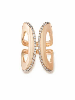 SUNSET "libera Icon" Rose Gold And Diamonds Statement Ring -Nanis Sales AS3 604 ROSE 2
