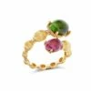 "Tourmalines" Gold And Diamonds, Green And Pink Tourmalines Ring (large)