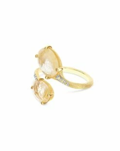 "Ipanema" Yellow Rutilated Quartz, Diamonds And 18kt Gold Open Ring -Nanis Sales AS5 596 ST F2