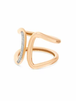 SUNSET "Libera" Rose Gold And Diamonds Design Band Ring -Nanis Sales AS5 602 ROSE 2