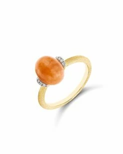 "Petra" Gold, Diamonds And Orange Aventurine Ring (SMALL)