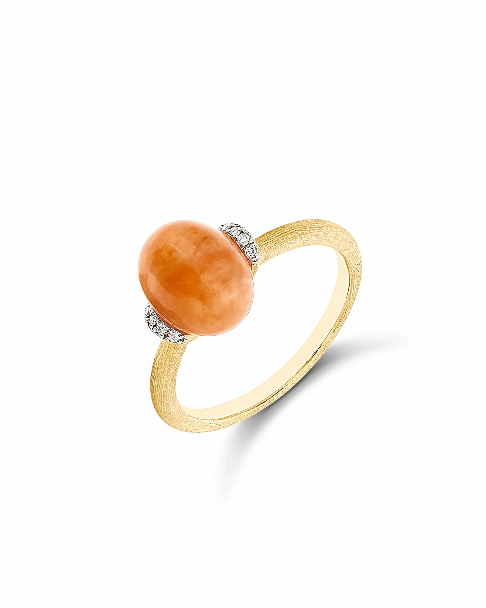 "Petra" Gold, Diamonds And Orange Aventurine Ring (SMALL) 3 "Petra" Gold, Diamonds And Orange Aventurine Ring (SMALL)