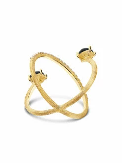 "MYSTERY BLACK" Gold, Diamonds And Black Onyx Criss Cross Ring -Nanis Sales AS53 597 ST D1