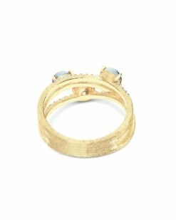 "Azure" Gold, Diamonds And London Blue Topaz Cross Over Ring -Nanis Sales AS54 597 ST F 1