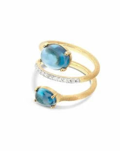 "Azure" Gold, Diamonds And London Blue Topaz Spiral Ring