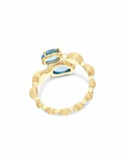"Azure" Gold, Diamonds And London Blue Topaz Open Ring -Nanis Sales AS57 597 ST B