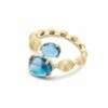 "Azure" Gold, Diamonds And London Blue Topaz Open Ring