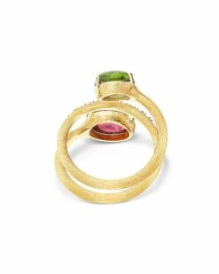 "Tourmalines" Gold, Diamonds, Pink And Green Tourmalines, Spiral Ring -Nanis Sales AS6 598 ST B