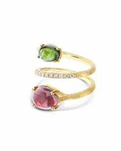 "Tourmalines" Gold, Diamonds, Pink And Green Tourmalines, Spiral Ring -Nanis Sales AS6 598 ST F1