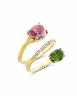 "Tourmalines" Gold, Diamonds, Pink And Green Tourmalines, Spiral Ring -Nanis Sales AS6 598 ST F2