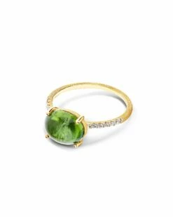 "Tourmalines" Gold, Diamonds And Green Tourmaline Ring (big) -Nanis Sales AS7 598 ST F1