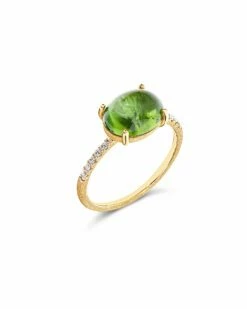 "Tourmalines" Gold, Diamonds And Green Tourmaline Ring (big)