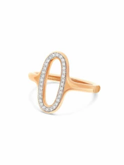SUNSET "Libera" Rose Gold And Diamonds Oval Signet Ring -Nanis Sales AS7 602 ROSE 2