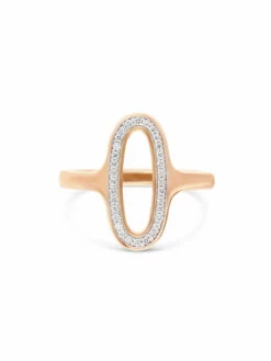 SUNSET "Libera" Rose Gold And Diamonds Oval Signet Ring