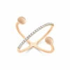 SUNSET "Dancing élite" Rose Gold Boules And Diamonds Criss Cross Ring (small) -Nanis Sales AS8 583 ROSE1