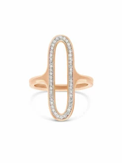 SUNSET "Libera" Rose Gold And Diamonds Big Oval Signet Ring