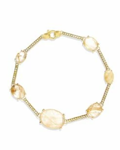 Ipanema "Aria" Yellow Rutilated Quartz, Diamonds And Gold Bars Bracelet