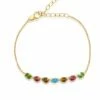 "Tourmalines" Gold, Diamonds And Tourmaline Colorful Bracelet