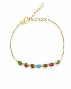 "Tourmalines" Gold, Diamonds And Tourmaline Colorful Bracelet