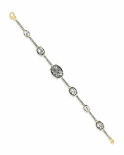 Ipanema "Aria" Grey Rutilated Quartz, Diamonds And Gold Bars Bracelet -Nanis Sales BS4 596 ST F2