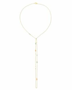 "Rainbow" Gold And Natural Stones Convertible Necklace (LARGE)