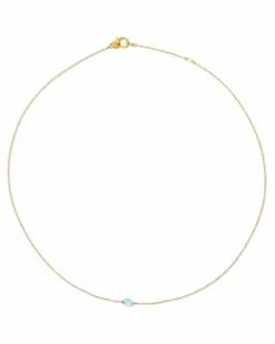 "Azure" Gold And Milky Aquamarine Necklace (SMALL)