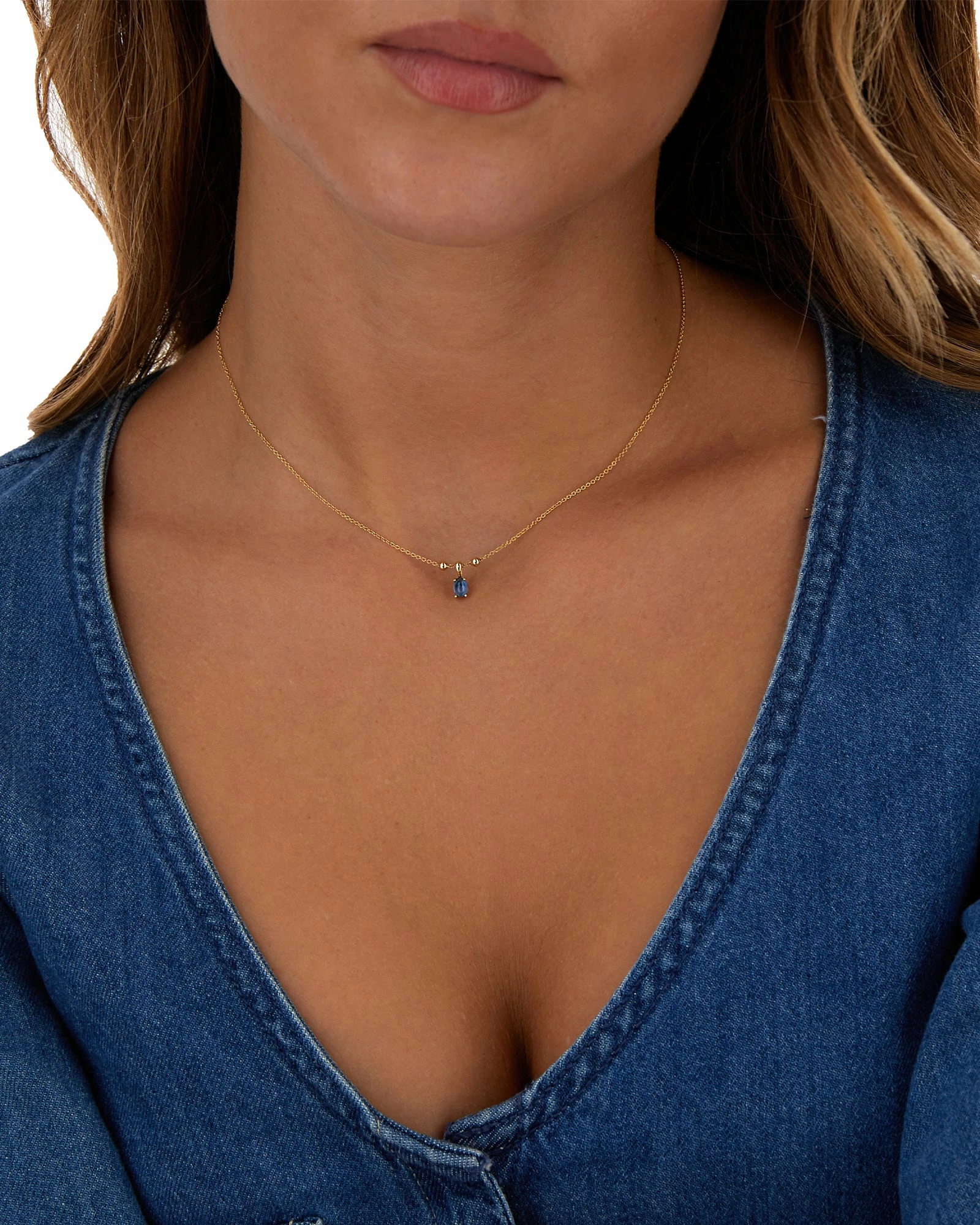 "Azure" Gold, Diamonds And London Blue Topaz Dainty Tiny Pendant 4 "Azure" Gold, Diamonds And London Blue Topaz Dainty Tiny Pendant - Image 2