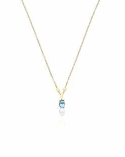 "Azure" Gold, Diamonds And London Blue Topaz Dainty Tiny Pendant
