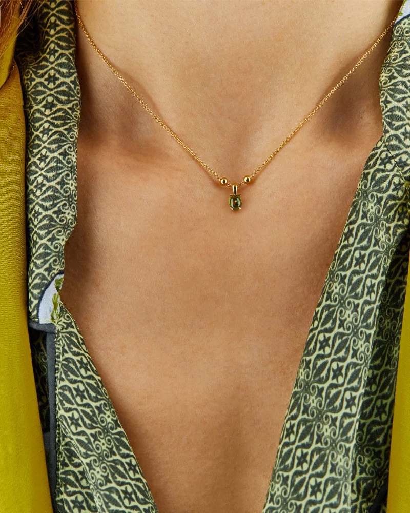 "Tourmalines" Gold And Green Tourmaline Delicate Necklace 4 "Tourmalines" Gold And Green Tourmaline Delicate Necklace - Image 2