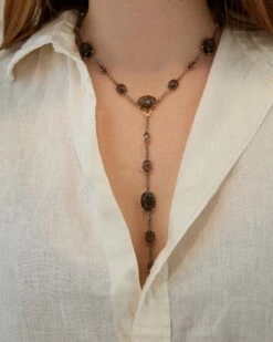 Ipanema "Aria" Grey Rutilated Quartz, Diamonds And Gold Bars Collar Necklace 9 Ipanema "Aria" Grey Rutilated Quartz, Diamonds And Gold Bars Collar Necklace -Nanis Sales CS1 596 BS