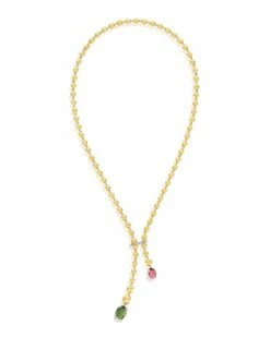 "Tourmalines" Gold And Diamonds, Pink And Green Tourmalines Necklace (short) -Nanis Sales CS1 598 ST F1