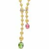 "Tourmalines" Gold And Diamonds, Pink And Green Tourmalines Necklace (short)