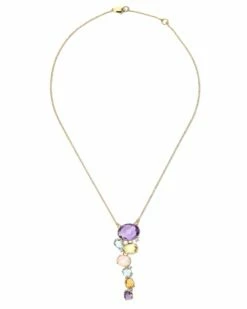 "ipanema" Gold, Amethyst, Blue Topaz. Quartz And Diamonds Necklace -Nanis Sales CS11 515