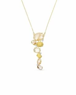"ipanema" Gold, Yellow Rutilated Quartz And Diamonds Pendant Necklace