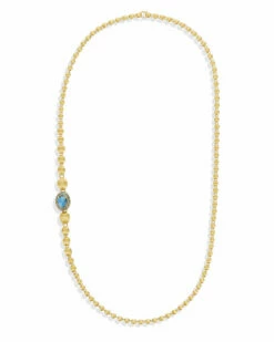 "Reverse" Gold, Blue Diamonds, Swiss Blue Topaz, Green Sapphires And London Blue Topaz Convertible Y Necklace (SMALL) 24 "Reverse" Gold, Blue Diamonds, Swiss Blue Topaz, Green Sapphires And London Blue Topaz Convertible Y Necklace (SMALL) -Nanis Sales CS18 584 3