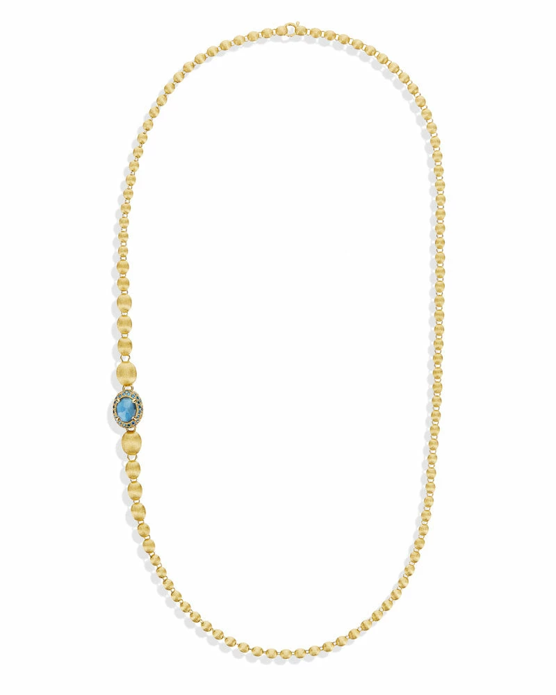"Reverse" Gold, Blue Diamonds, Swiss Blue Topaz, Green Sapphires And London Blue Topaz Convertible Y Necklace (SMALL) 13 "Reverse" Gold, Blue Diamonds, Swiss Blue Topaz, Green Sapphires And London Blue Topaz Convertible Y Necklace (SMALL) - Image 11