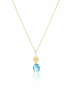 "Azure" Gold, Diamonds And London Blue Topaz Dainty Pendant