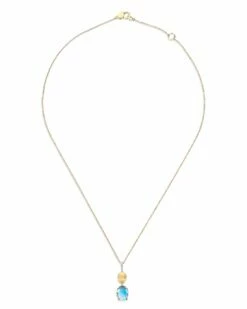 "Azure" Gold, Diamonds And London Blue Topaz Dainty Pendant -Nanis Sales CS19 597 ST F2