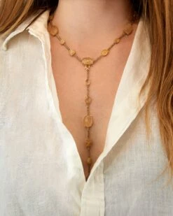 Ipanema "Aria" Yellow Rutilated Quartz, Diamonds And Gold Bars Collar Necklace 9 Ipanema "Aria" Yellow Rutilated Quartz, Diamonds And Gold Bars Collar Necklace -Nanis Sales CS2 596 BS