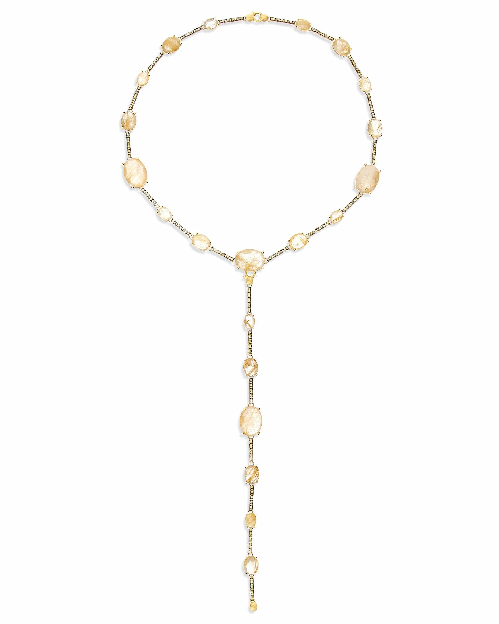 Ipanema "Aria" Yellow Rutilated Quartz, Diamonds And Gold Bars Collar Necklace 5 Ipanema "Aria" Yellow Rutilated Quartz, Diamonds And Gold Bars Collar Necklace - Image 3