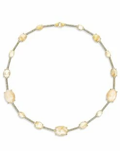Ipanema "Aria" Yellow Rutilated Quartz, Diamonds And Gold Bars Collar Necklace