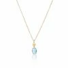 "Azure" Gold, Diamonds And London Blue Topaz Dainty Short Pendant