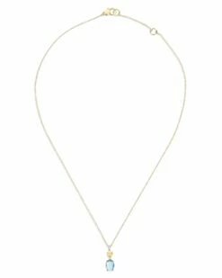 "Azure" Gold, Diamonds And London Blue Topaz Dainty Short Pendant -Nanis Sales CS20 597 ST F1